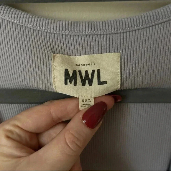 Women's Madewell MWL Rib Split Neck Crop Tank Top Lilac Purple Size XXL - Picture 4 of 6